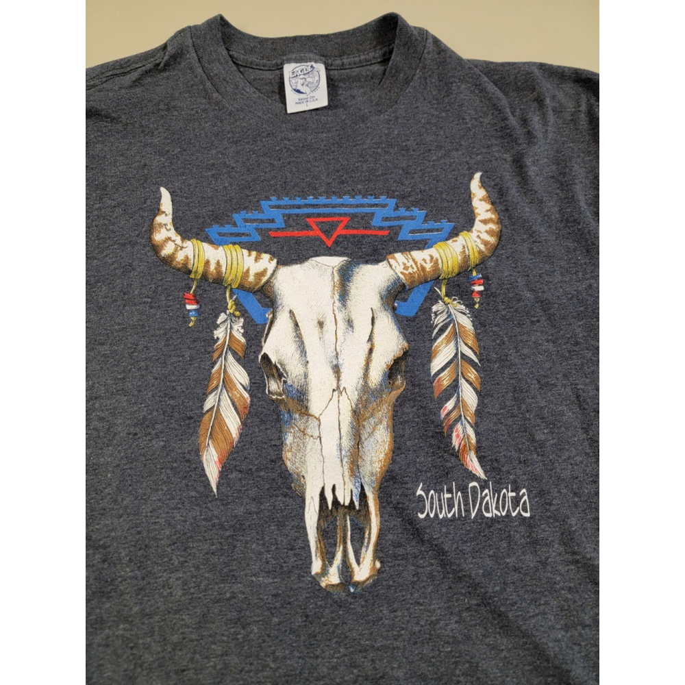 Vintage South Dakota Skull T Shirt Men’s Size L Graphic Single Stitch USA